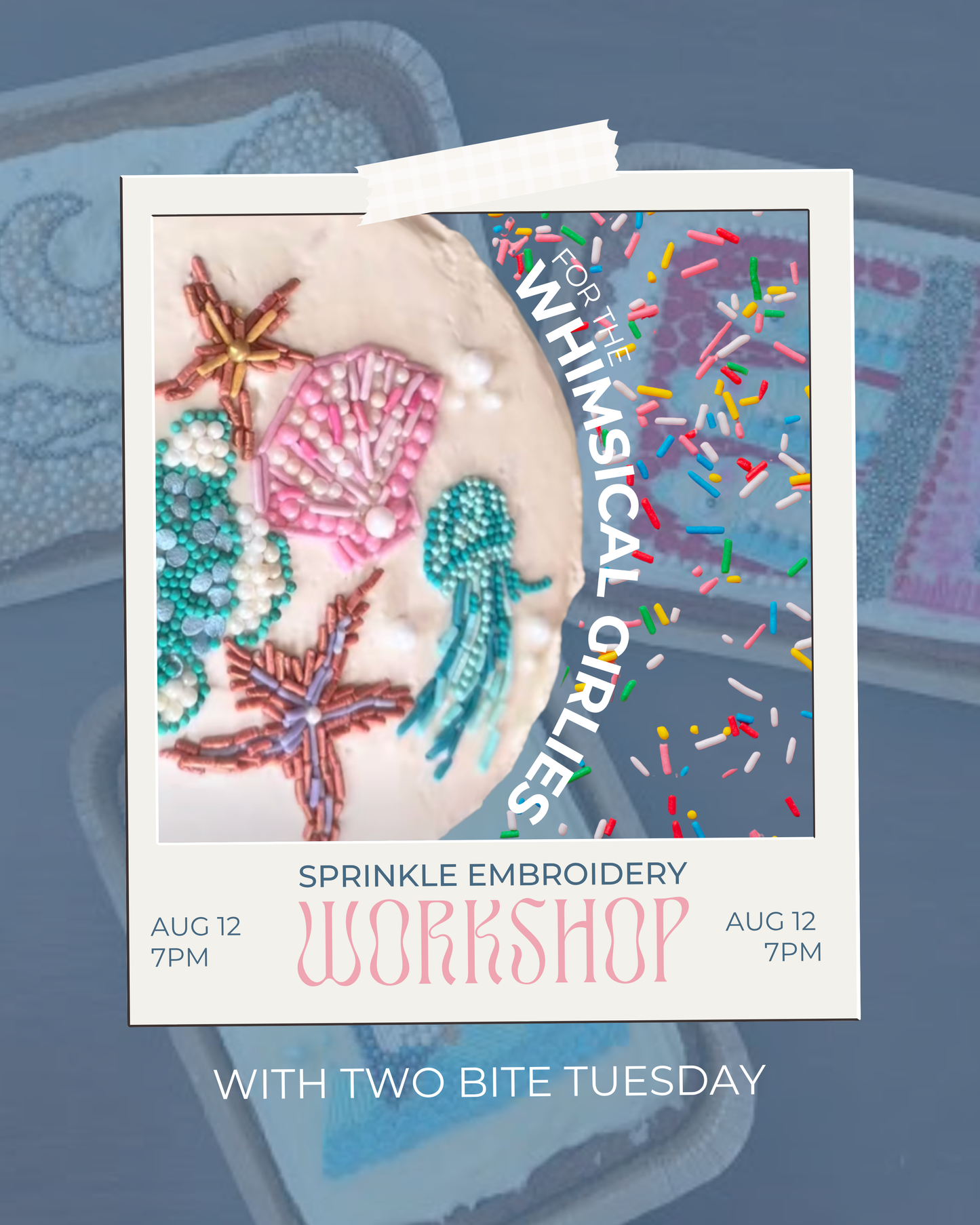 Sprinkle Embroidery Cookies with Two Bite Tuesday 8/12 7pm