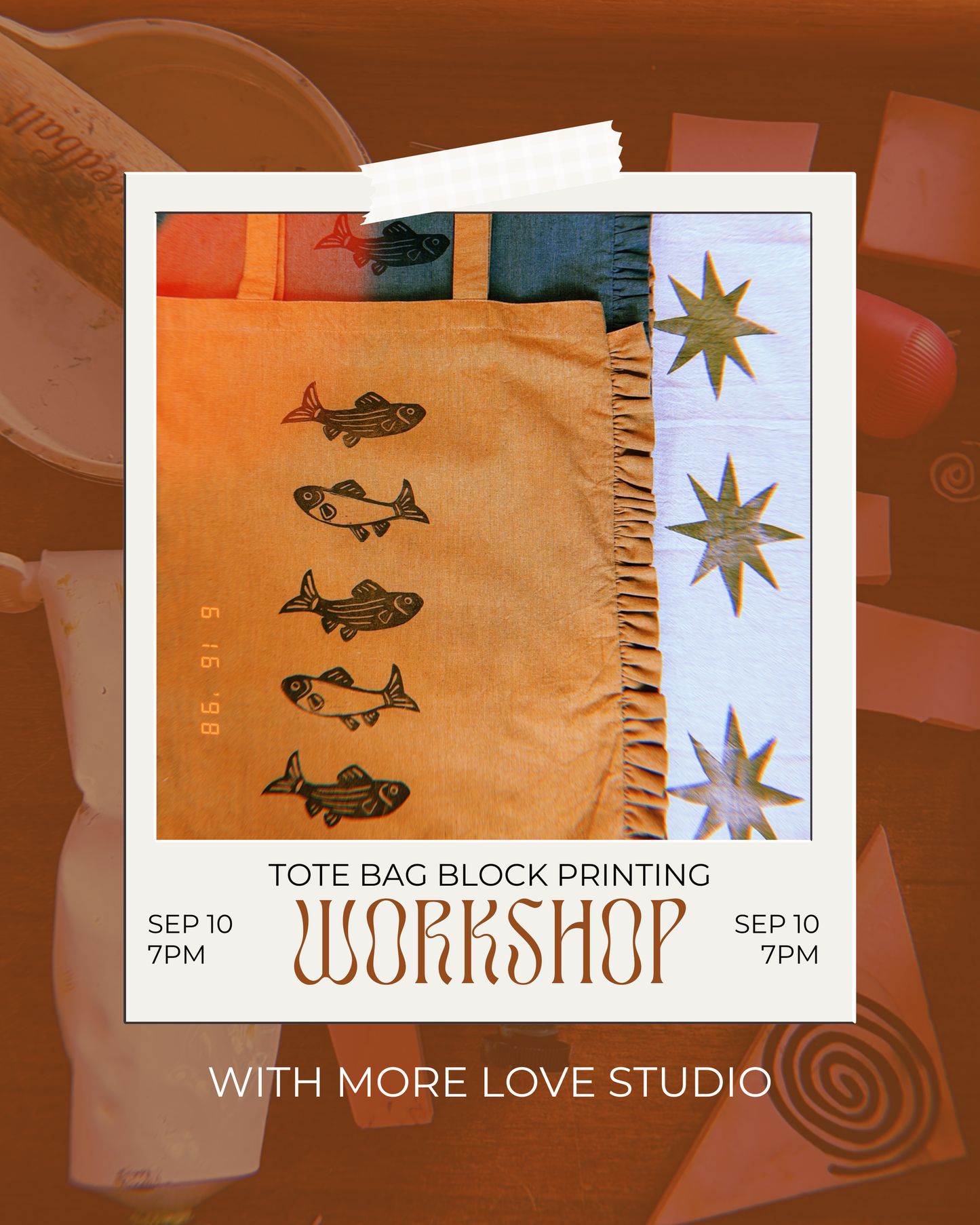 Block Printing 101: Tote Bags with More Love Studio 9/10 7PM